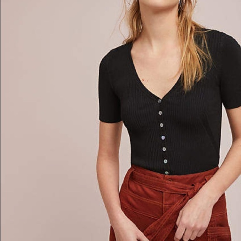 Anthropologie Moth Ribbed Fitted Cardigan - Picture 2 of 7